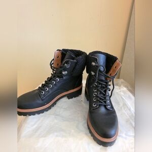Indigo Black and Brown Lace-Up Boots NEW